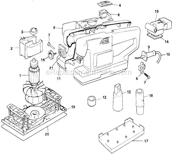 Page A Diagram and Parts List for 7454 Type 3 Black and Decker Sander Polisher